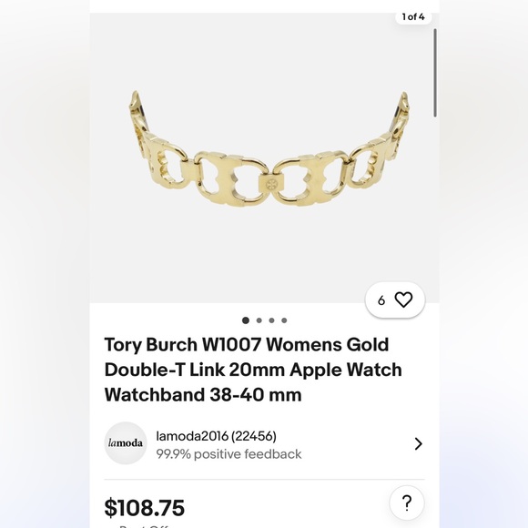 Tory Burch Gold Link Apple Watch Band - Picture 6 of 6